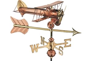 Good Directions Biplan avec flèche Jardin Girouette en cuivre Pur avec Jardin Pole Biplan avec flèche Pure Copper with Garden Pole