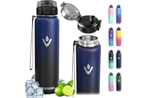 VIKASTAR Vikaster Borraccia Termica, 500ml Senza BPA, Thermos per Bevande Calde, Senza Perdite, Borraccia Bambini, Acciaio Inox, Borraccia per Adulto, Scuola, Palestra, Ciclismo