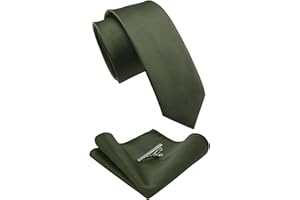 JEMYGINS Corbata fina para hombre y pañuelo de bolsillo, juego de pinzas para corbata, 6 cm