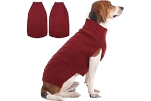 IECOii XL Dog Jumper for Male Female Dogs, Thick Warm Sweater for Large Breeds, Neutral Style for Christmas Thanksgiving Halloween, Beagle Corgi, Dark Red