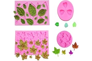 Ritte 4 Piezas Molde Fondant Hoja Arce, Molde Silicona En Forma Hoja Arce para Hacer Dulces Bricolaje, Herramientas para Hornear Decoración Pasteles