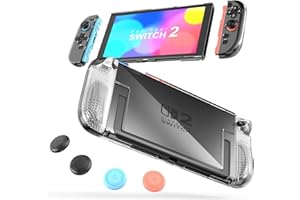 STARTRC GAMES Schutzhülle kompatibel mit Nintendo Switch 2, transparenter Schutz für Nintendo Switch 2 (2025) mit TPU-Griffhülle und Daumenstickkappen, stoßdämpfendes und kratzfestes Design