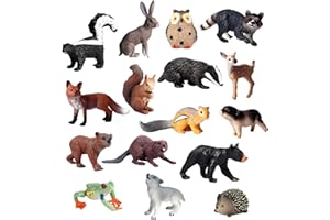 LANSKYLAN 16 PCS Figuras de Animales del Bosque, Figuras de Criaturas del Bosque en Miniatura, Figuras de Juguete de Animales de Bosque, Juguetes Animales Safari Figuras para Decoración Fiesta Navidad