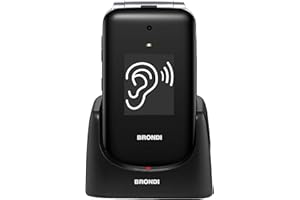 BRONDI Amico Supervoice, unlocked, 0.03 GB, Telefono cellulare GSM per anziani con tasti grandi, tasto SOS e funzione controllo remoto, dual SIM, volume alto ed amplificato, Nero