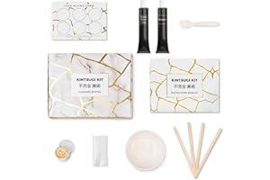 Laffair Kintsugi Repair Kit – Repair Ceramic Bowls with Gold Powder Resin Glue, Bring Japanese Art to Your Home – Kintsugi Kits Comes with a Practice Bowl and Cloth