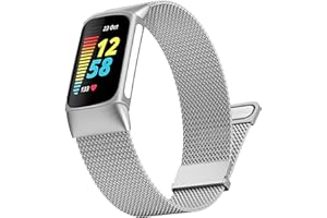 Songsier Pulseira Compatible con Fitbit Charge 5/ Fitbit Charge 6, Correa de Repuesto de Metal de Acero Inoxidable Ajustable para Fitbit Charge 5, Fitbit Charge 6 Activity Tracker Mujeres Hombres