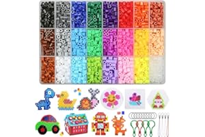 ZHONGKO 4300 Perline da Stirare, Perline a Fusione 24 Colori 3 Pegboard per Il Tempo Libero Creativo Accessori Artigianali Fai Set Gioco Creativo Natalizio Fai da Te per Bambini