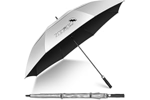 ZOMAKE 62/68 Pouces Ombrelle Anti UV,Grand Parapluie Golf Anti TempêTe Homme Femme, XXL Parapluies Soleil Manche En Bois Ondulé avec Double Canopée Ventilée