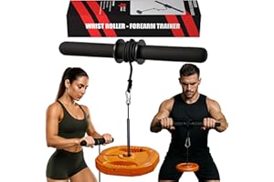 MuscleForge Rouleau de Poignet - Entraîneur pour Muscler Avant Bras Supporte jusqu'à 60kg avec Corde 120 cm - Appareil Musculation Bras - Poignet Musculation avec Poignées Antidérapantes
