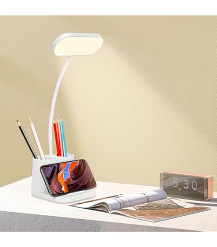 Glocusent Lampe De Bureau à Pince, 72 LED Lampe Lecture, 360° Flexible Lampe Pince Pour Lit, 3 Luminosités & 5 Couleurs, Protection Des Yeux, Pour Maison/Bureau (Blanc Avec Adaptateur