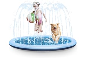 A-SZCXTOP Sprinklers Pad for Kids & Dogs,170cm Large Non-Slip Splash Pad Spray Mat Paddling Pools,Summer Outdoor Garden Water Play Swimming Bathing Pool for Boys & Girls & Pet