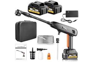RAYSHINE Portable Cordless Pressure Washer - 2 Pack Batteries 1200PSI 336l/h Cordless Power Washer Battery Operated with 6-in-1 Nozzle, Adjustable Foam Cannon for Car Garden