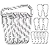 Yonality Pack of 16 Small Carabiners 6 x 60 mm Heavy Duty Galvanised Carabiner with Spring Hook for Backpack, Belt, Dog Leash