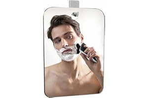 DONGDA Rasierspiegel Duschspiegel Bruchsicher, PC Kunststoff Reise Spiegel für Dusche, Hängespiegel für Badezimmer, Schminkspiegel Klein Spiegel Rahmenlos Camping Spiegel, 25cm×20cm, inkl 1 Klebehaken