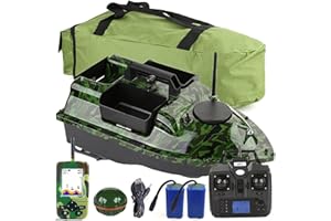 XYQSBY Barca RC da Pesca, Barchino Carpfishing Intelligente con Posizionamento GPS e Funzione di Crociera Automatica, Ecoscandaglio da Pesca Portable Fish Finder, Doppio Motore, Luce LED, 12000 mAh