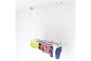 Foxydry Mini, takmonterad, hopfällbar, torkställning, 152 cm | Av aluminium och rostfritt stål, platsbesparande, för inom- oc