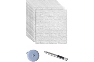 NEWGULZAR Carta da parati 3D in Mattoni,10 pezzi DIY Carta da Parati Decorativa Autoadesiva Impermeabile,Pannello Parete Decorativo Impermeabile, Wall Sticker Wallpaper per Cucina, Bagno, Salone (Bianco)
