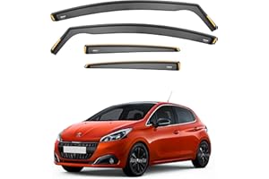 iSpeed Wind Deflectors For Peugeot 208 mk1 2012-2019 5 Door Hatchback 4pc Set - Keep Your Car Ventilated in Rain - Reduce Wind Turbulence - Tinted In-Channel Type