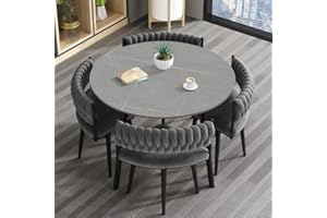 AMZSEW Dining Table and Chairs Set 5 Piece,Modern Kitchen Dining Table Set Space Saver Table and 4 Chairs for Restaurant Kitchen Conference Living Room Tablesets (Slate gray 90cm)