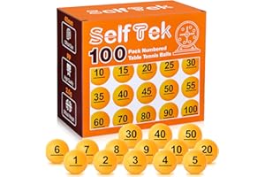SelfTek 100Pcs Numbered Table Tennis Balls Beer Ping Pong Balls 40mm Raffle Balls Lottery Balls Printed with Numbers for Party (No. 1-100)