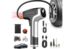 COCCKO Compresseur d'air Portatif sans Fil-Gonfleur Pneus Voiture/Moto/Vélo Intelligent avec 5 Modes LED, Chargeur USB, Sécurité SOS