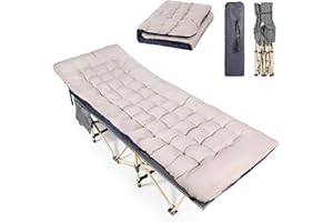 REDCAMP Campingbett Feldbett Klappbar mit Auflage für Erwachsene, XXL 190 x 71 x 38 cm Faltbar Feldbettauflage mit Matratze Topper für Camping Garten Innen Outdoor