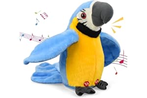 GEWDW Pappagallo Parlante Peluche Con Funzione di Riproduzione per Bambini Compleanno (Blue)