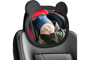 VEFTSVY Miroir Bebe Voiture, Miroir Voiture Bébé Universel, Retroviseur Siege Voiture Bébé 360° Rotation Réglables, Rétroviseur de Sécurité pour Siège Auto Arrière avec Sangle à Boucle Réglable