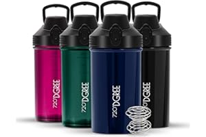 720°DGREE Shaker Protein Shaker 550 ml "uberShaker" – szczelny, nie zawiera BPA, łatwy do czyszczenia, mieszacz spiralny do kremowych shake'ów, shaker do białek, do fitnessu, gimnastyki