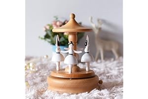 RecontraMago Cajas de Música Infantiles - Diseños con Movimiento Madera - para niños y niñas Mujer Bailarina navideñas Vintage (Bailarinas)