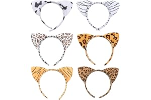 SOLUSTRE 6 Stücke Katze Ohr Stirnbänder Tuch Leopard Tiger Hair Hoop Tier Performance Kostüm Kopfschmuck Für Frauen Und Mädchen Wie gezeigt