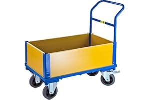 ADB BETRIEBSEINRICHTUNGEN GMBH ADB Transportwagen mit 4 Holzwänden Handwagen Plattformwagen Transportkarre