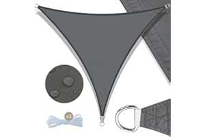 AMAZON BRAND - UMI UMI Vela Ombreggiante Impermeabile 3,6x3,6x3,6m Triangolare Tenda a Vela Protezione Raggi UV 98% Tenda Parasole per Esterno Giardino Terrazzo - Antracite