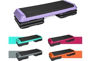 ‎TREXO TREXO Stepper Für Zuhause - Aerobic Step mit 3-Stufiger Höhenverstellung, Fitness & Sport - Trainingsgerät für Anfänger und Fortgeschrittene, Bis 250kg Belastbar, Schwarz/Lila