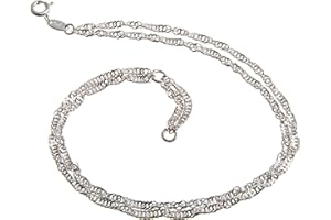 SILBERKETTEN-STORE Fußkette Silber 2reihig (Singapurkette) - 2,3mm Breite, Länge 23-30cm, echt 925 Silber