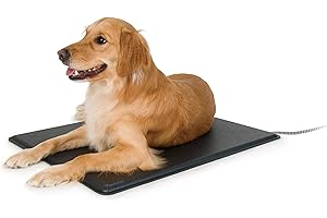K&H PET PRODUCTS Heated Lectro-Kennel Outdoor Dog Pad, Waterproof Dog and Cat Heating Pad, Kennel Warming Mat, Pet Warmer for Outside Animals, Anti Chew Cord, Black Large 22.5 X 28.5 Inches