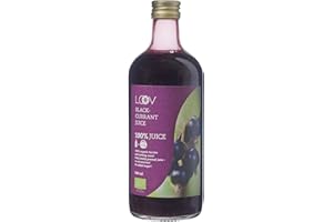 LOOV Organic Blackcurrant Juice, 500 ml, Cold-Pressed from Fresh Blackcurrants, Not from Concentrate, Pure Juice, no Added Sugar, no Water Added, High in Antioxidants and Vitamin C