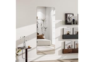 Koonmi Specchio continuo in acrilico, 150 x 50 cm, rettangolare, angoli arrotondati, senza cornice, vetro monoblocco, anti-esplosione, adatto per molte pareti dietro porte