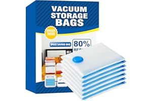 FEBYLIU Vacuum Storage Bags - 6 Pack 80X100CM Extra Large Reusable Strong Space Saver Compression Bags - Vacuum Pack Bags Double Zip Seal Travel Vacuum Storage Bags for Clothes Duvets Quilts Bedding Pillows