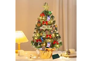 XINGGANG Mini choinka bożonarodzeniowa z oświetleniem LED, stół, choinka, mała, sztucznie udekorowana, dekoracja na Boże Narodzenie