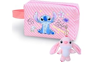 YUMCUTE Trousse Maquillage Femme Voyage Dessin Animé Classique, Stc Trousse de Toilette avec Porte-clés en Peluche, Trousse Maquillage Voyage, Grande Capacité, Cadeau Pochette Maquillage