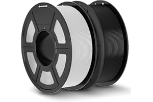 JAYO PLA+ filament 1,75 mm, zwiększona wytrzymałość, PLA Plus, materiały do druku 3D, dokładność pomiaru +/- 0,02 mm, szpula Neatly Wound, szpula 1,1 kg (2,42 LBS), 2 opakowania PLA+ czarny + biały