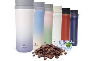 SANTECO Thermobecher Kaffee to go 480ml - Kaffeebecher Thermo aus Edelstahl - Auslaufsicherer Isolierbecher mit 360°-Trinköffnung - Travel Mug für Unterwegs, Kaffee & Tee - 6h Heiß, 8h Kalt
