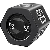 EooCoo Pomodoro Cube Timer with Gravity Sensor,1/5/10/30/60 Minutes Preset,Desk Countup Time with Vibration,Adjustable Modes 