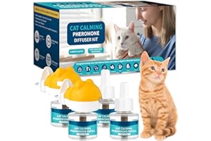 VICSOM Cat Calming Plug-in, Cat Pheromone Diffuser Kit 6 IN 1, 120 Days Cat Pheromone Diffuser Calming Kit - Effective Cat Stress Relaxants & Anxiety Relief for Cats with 2 Diffuser + 4 Refill