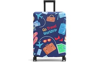 Youth Union Pokrowiec na walizkę 18-32 cali z włókna węglowego bambusowy pokrowiec poliestrowy przezroczysty pokrowiec podróżny wózek pokrowiec ochronny, Flaming 5, M, Idylliczny pokrowiec na walizkę