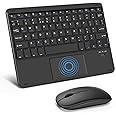SOPPY Portable Bluetooth Keyboard with Touchpad and Mouse,Rechargeable Mini Keyboard, Wireless Keyboards for iPad Air/Pro/SM Tablets/Lenovo Tab/Android/iOS/Windows, UK Layout (Black)