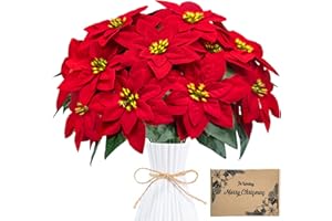 Woltoy 2 Piezas Flor De Navidad Artificial, Totale Di 24 Flores Navid para Decoración De Navidad Y Escritorio del Hogar