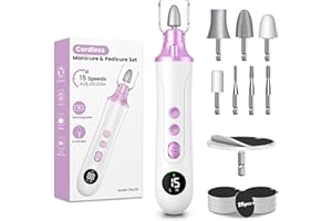 PALATALA Maniküre Set Elektrisch, Pediküre Set Fußpflege Elektrisch Nagelfeile mit 9 Aufsätze zur Nagelpflege, Pediküreset Elektrisch mit 15 Geschwindigkeitsstufen und LED Licht für Hände und Füße