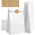 50 Sachets Kraft + 84 Autocollants - Emballage Cadeaux Desserts - Anniversaire, Mariage, Noël, Halloween